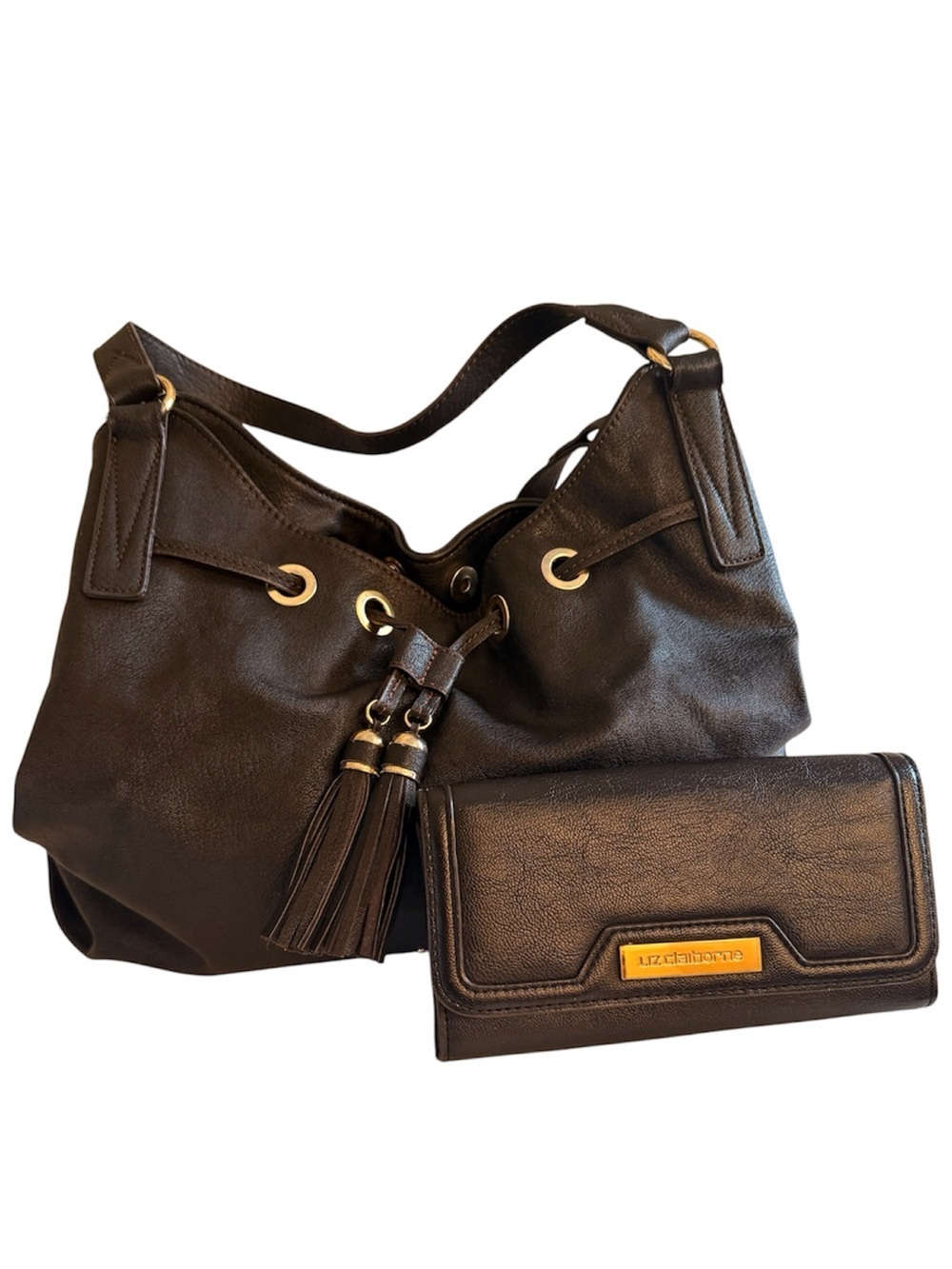 Liz Claiborne Black Shoulder Bag with Matching Wallet